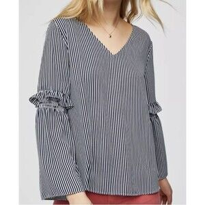 4 For $20 Loft Women’s Size Medium Navy Blue & White Striped Bell Sleeve Top